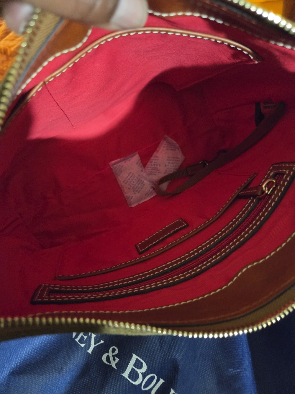 Dooney & Bourke Olive Suede Hobo Bag with Brown Leather Trim 9.5x5.5x11.5 - Picture 6 of 9